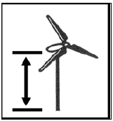 Illustration of system height for an accessory wind energy system.